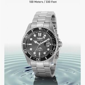 Invicta Silver Watch with Black Dial